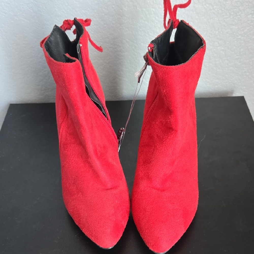 Red Suede Ankle Boots